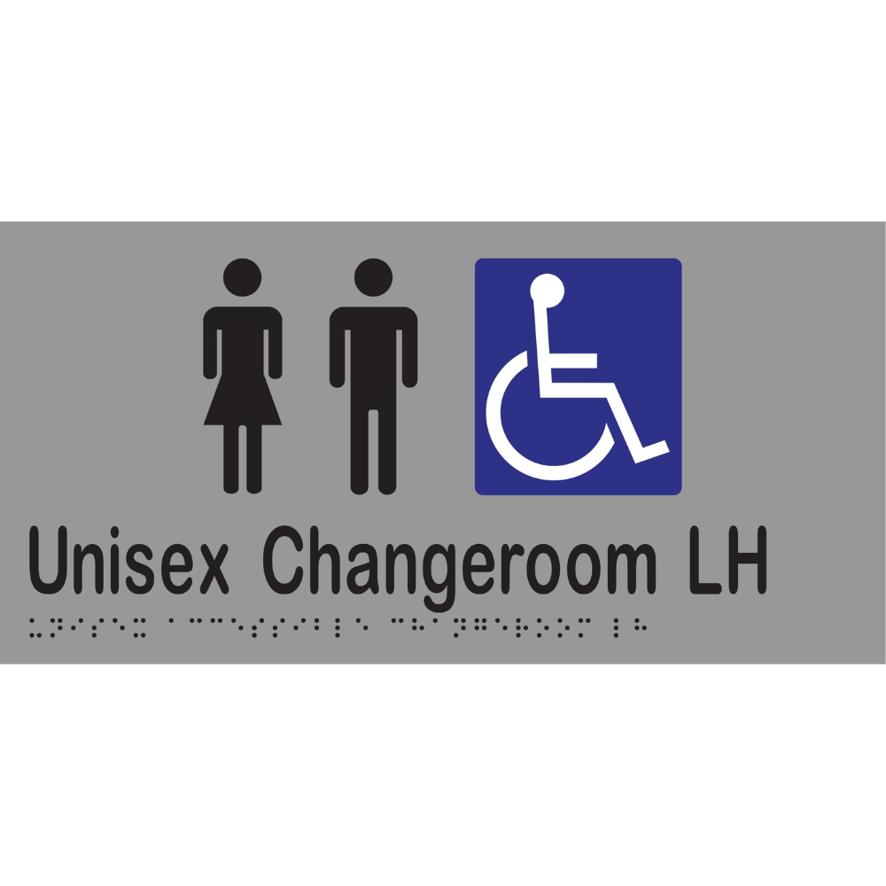 Unisex Accessible Changeroom LH Braille Sign in Stainless Steel - MLS16228_SS