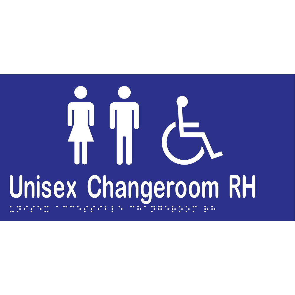 Unisex Accessible Changeroom RH Braille Sign in Blue Vinyl - MLS16229_BLU