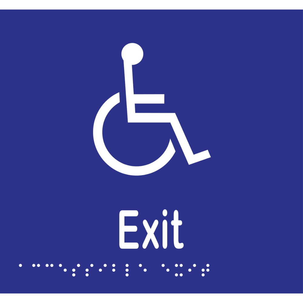 Accessible Exit Braille Sign in Blue Vinyl - MLS16236_BLU