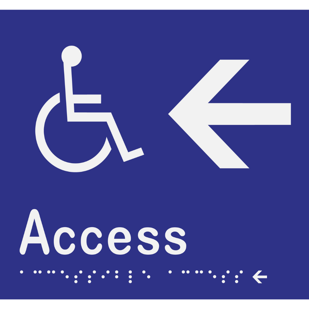 Accessible Access - Arrow Left Braille Sign in Blue Vinyl - MLS16238L_BLU