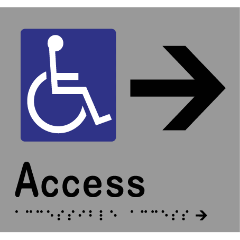 Accessible Access - Arrow Right Braille Sign in Silver Vinyl - MLS16238R_SIL