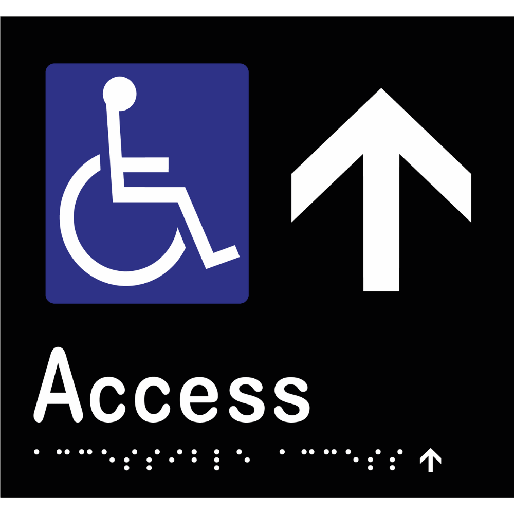 Accessible Access - Arrow Up Braille Sign in Designer Black Vinyl - MLS16238U_BLK