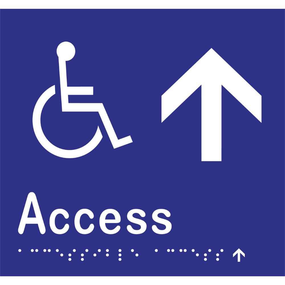 Accessible Access - Arrow Up Braille Sign in Blue Vinyl - MLS16238U_BLU