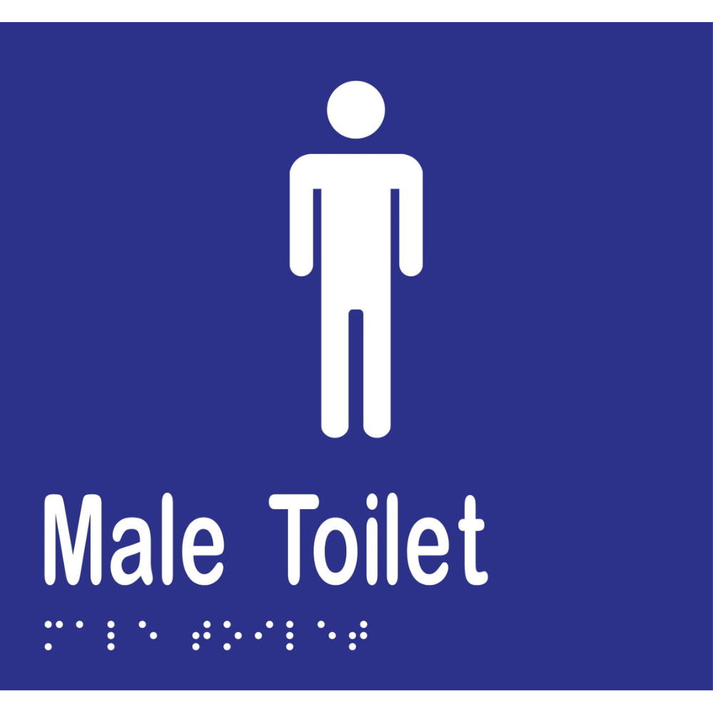 Male Toilet Braille Sign in Blue Vinyl - MLS16242_BLU