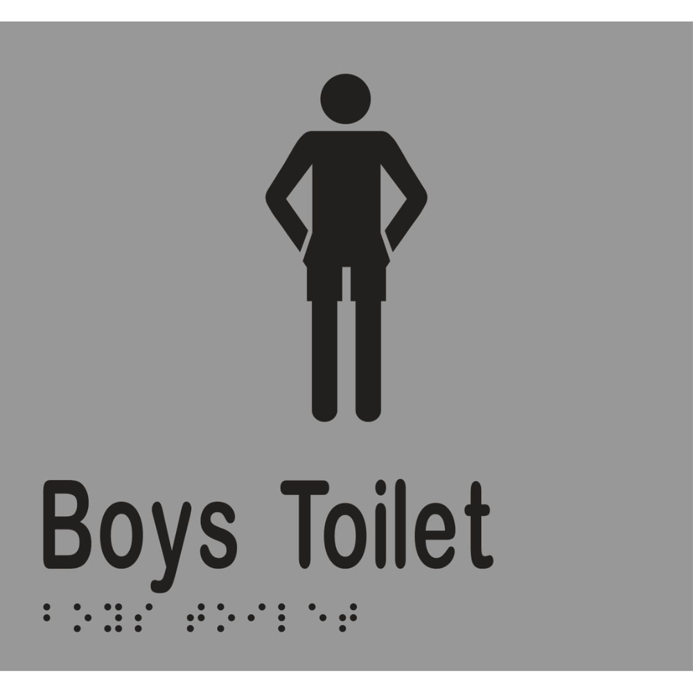 Boys Toilet Braille Sign in Silver Vinyl - MLS16243_SIL