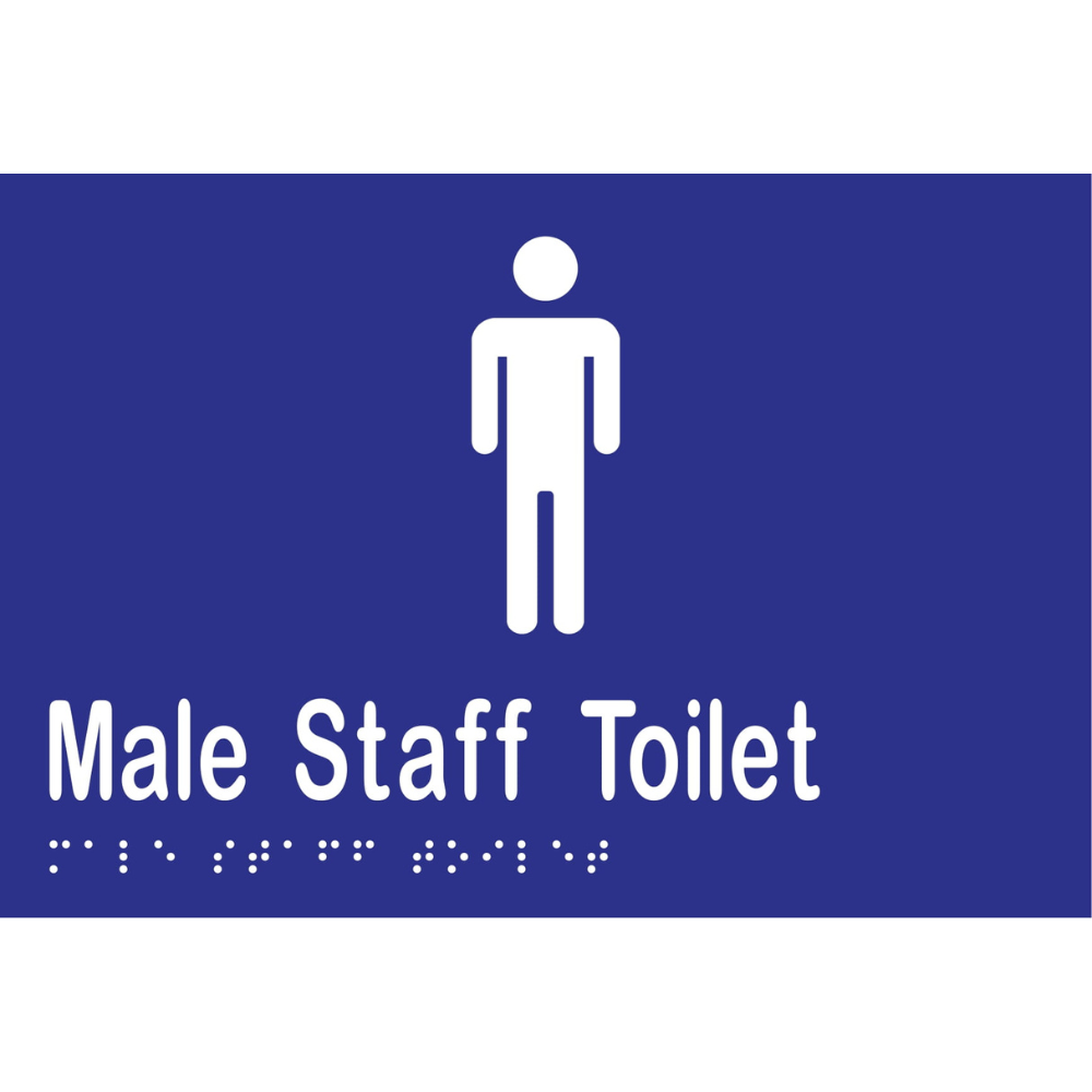 Male Staff Toilet Braille Sign in Blue Vinyl - MLS16244_BLU