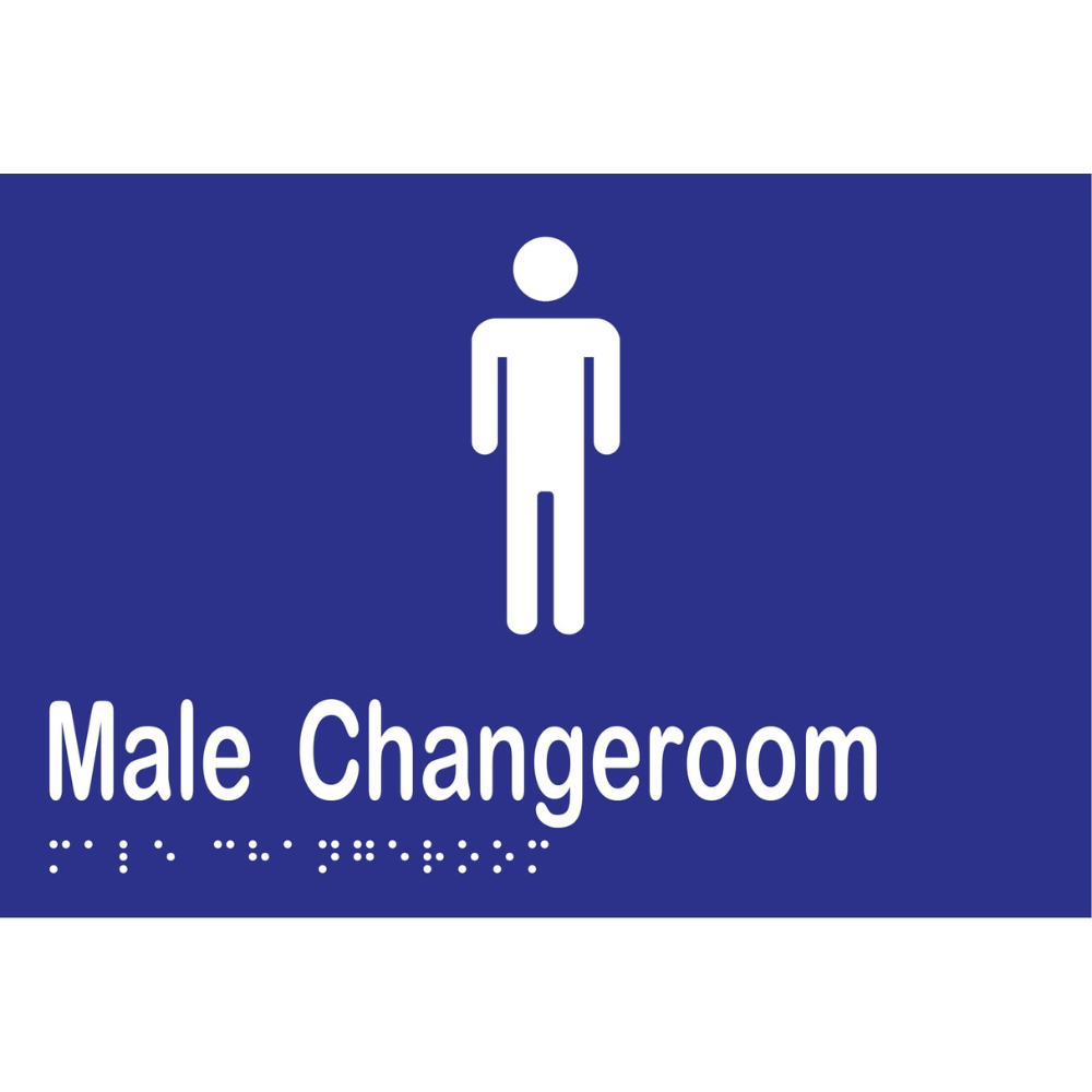 Male Changeroom Braille Sign in Blue Vinyl - MLS16245_BLU