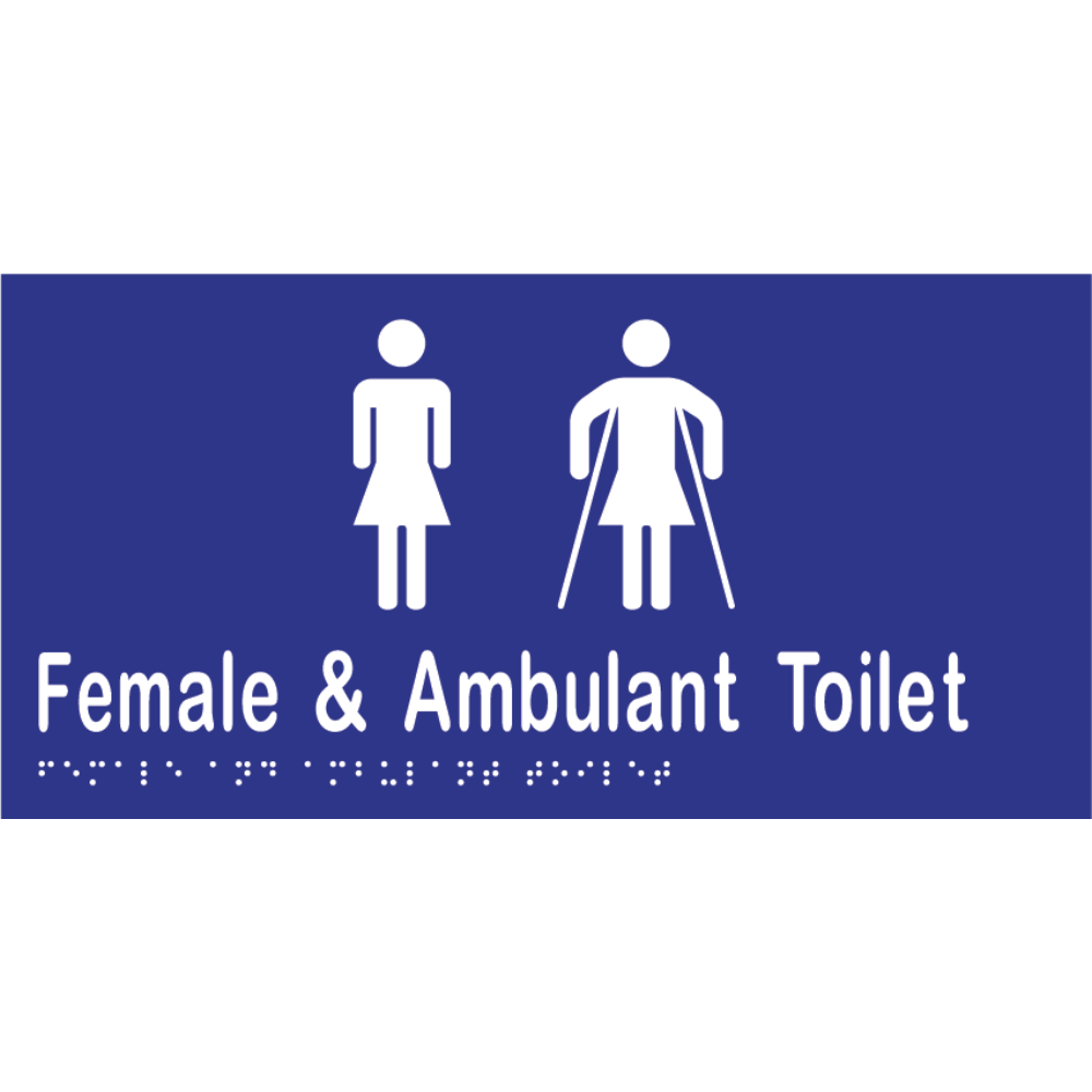 Female & Ambulant Toilet Braille Sign in Blue Vinyl - MLS16266A_BLU