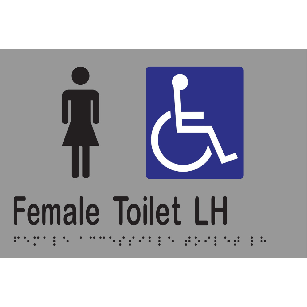 Female Accessible Toilet LH Braille Sign in Stainless Steel - MLS16267_SS