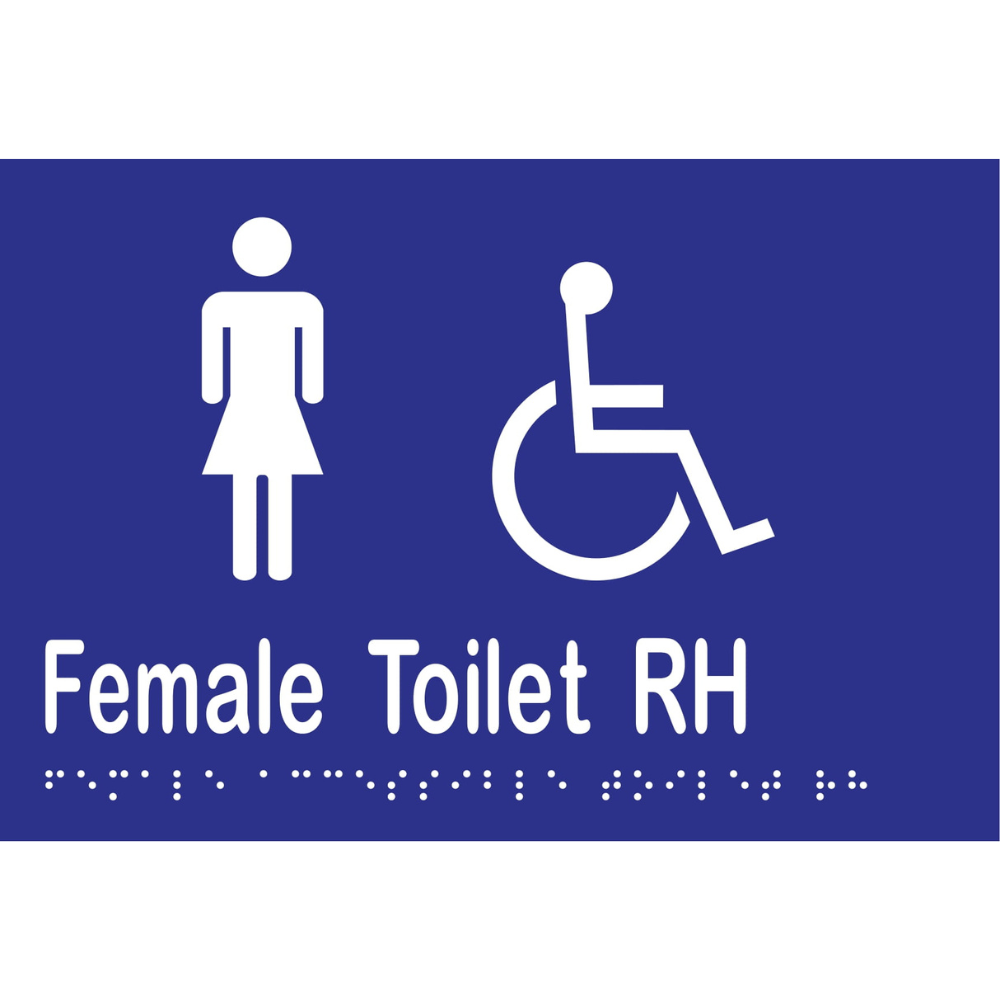 Female Accessible Toilet RH Braille Sign in Blue Vinyl - MLS16268_BLU