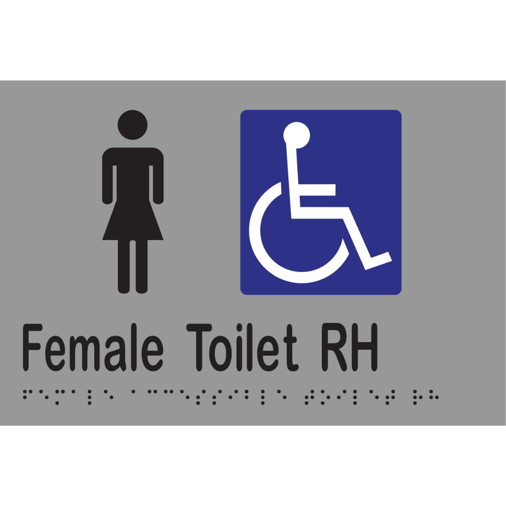 Female Accessible Toilet RH Braille Sign in Stainless Steel - MLS16268_SS