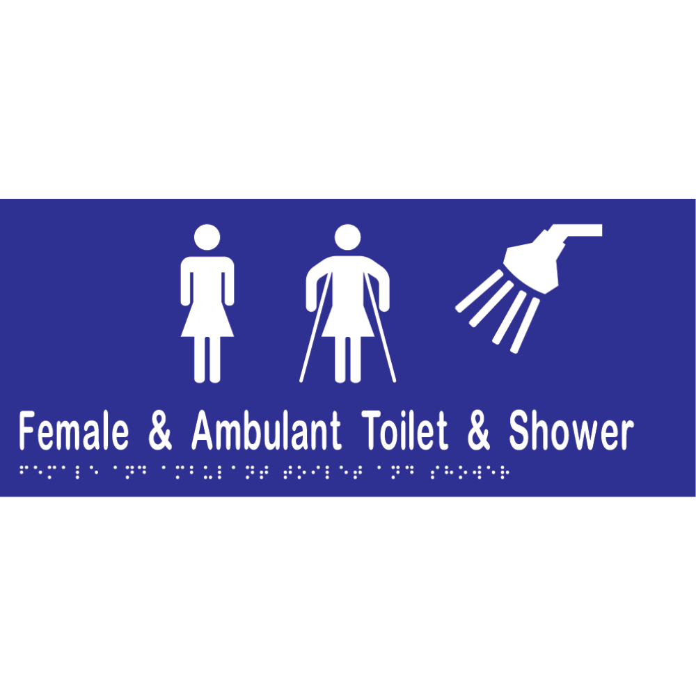 Female & Ambulant Toilet & Shower Braille Sign in Blue Vinyl - MLS16269A_BLU