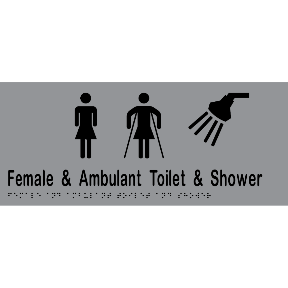 Female & Ambulant Toilet & Shower Braille Sign in Silver Vinyl - MLS16269A_SIL