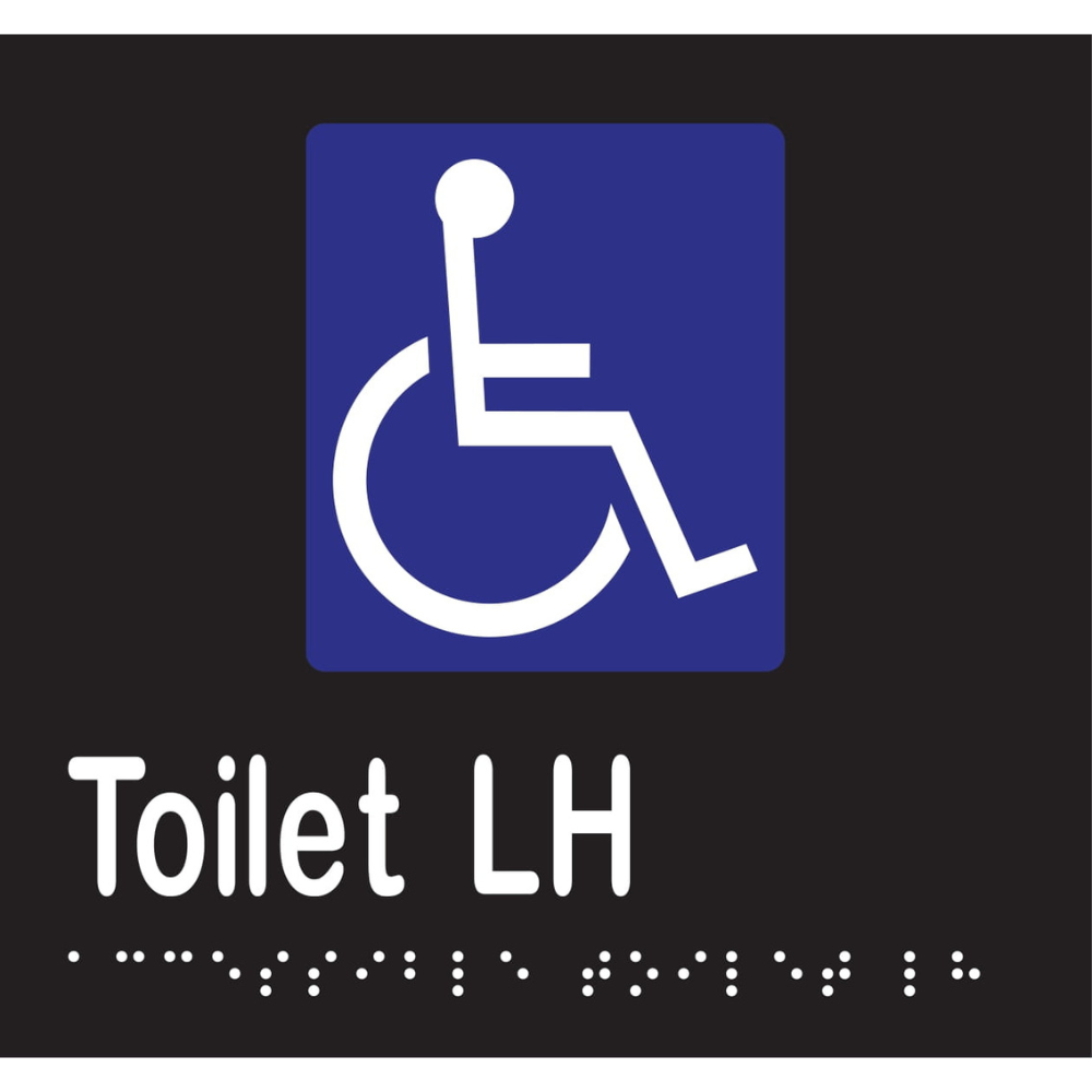 Accessible Toilet LH Braille Sign in Designer Black Vinyl - MLS16270_BLK