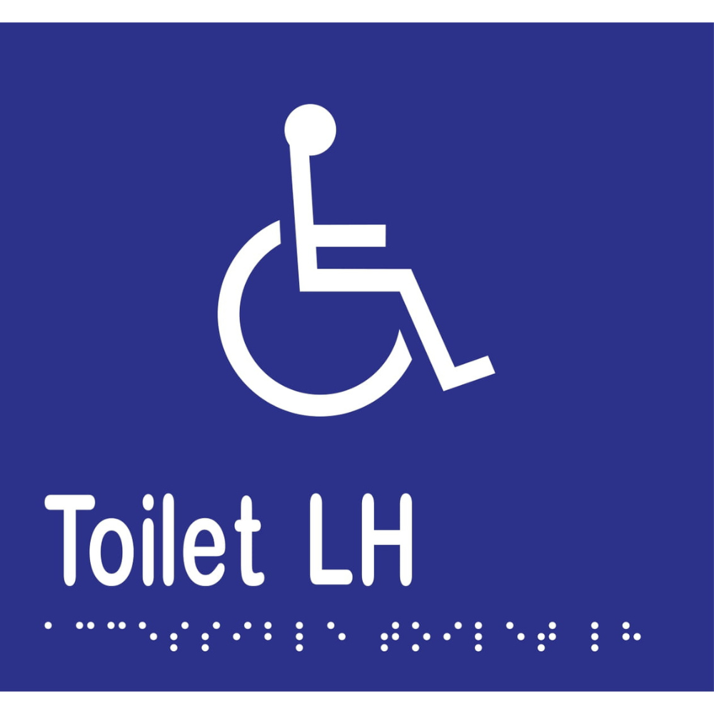 Accessible Toilet LH Braille Sign in Blue Vinyl - MLS16270_BLU