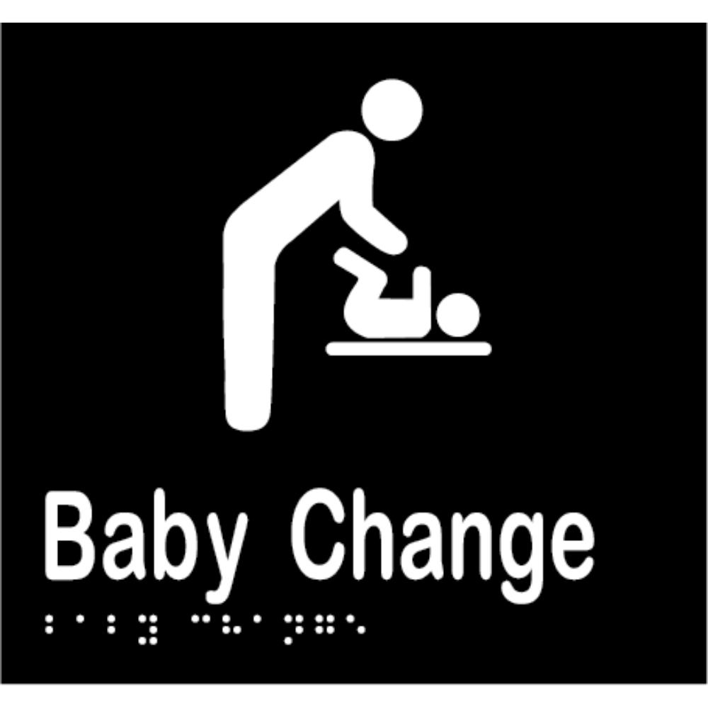 Baby Change Braille Sign in Designer Black Vinyl - MLS16280_BLK