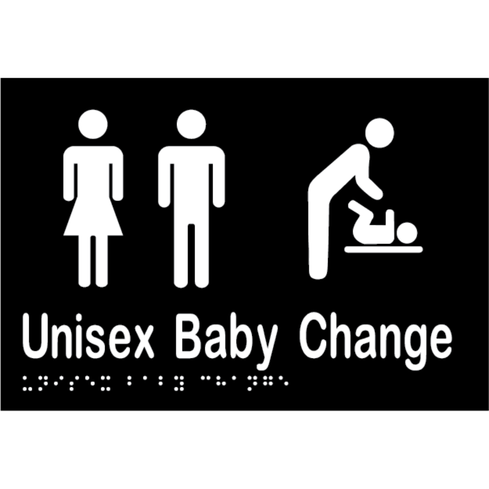 Unisex Baby Change Braille Sign in Designer Black Vinyl - MLS16282_BLK