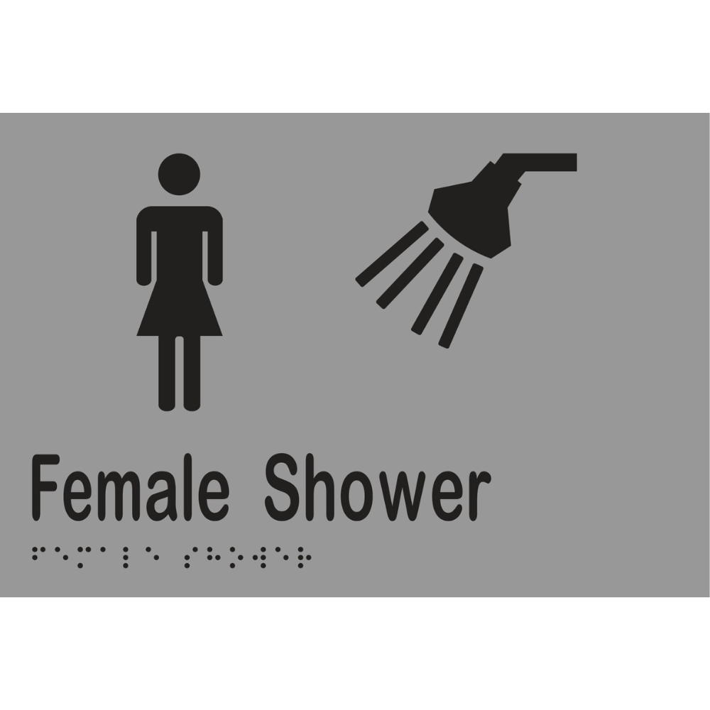 Female Shower Braille Sign in Silver Vinyl - MLS16292_SIL