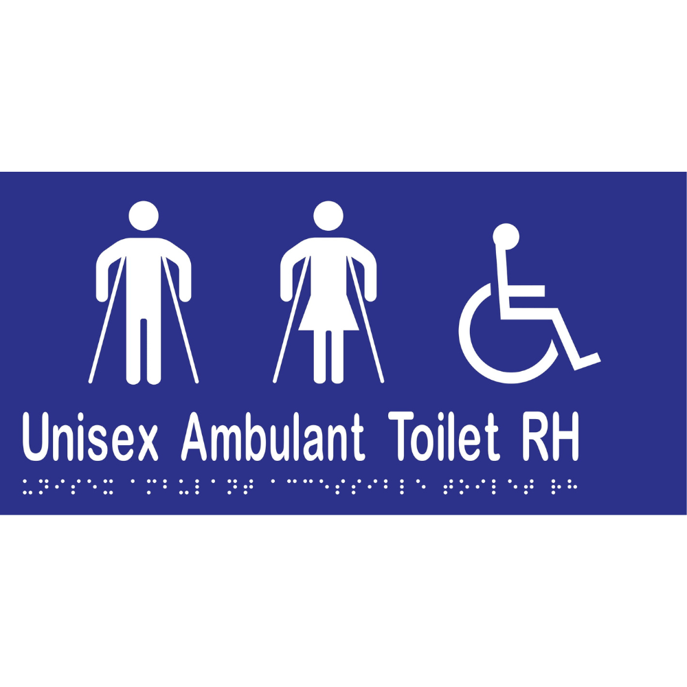 Unisex Ambulant Accessible Toilet RH Braille Sign in Blue Vinyl - MLS16303_BLU