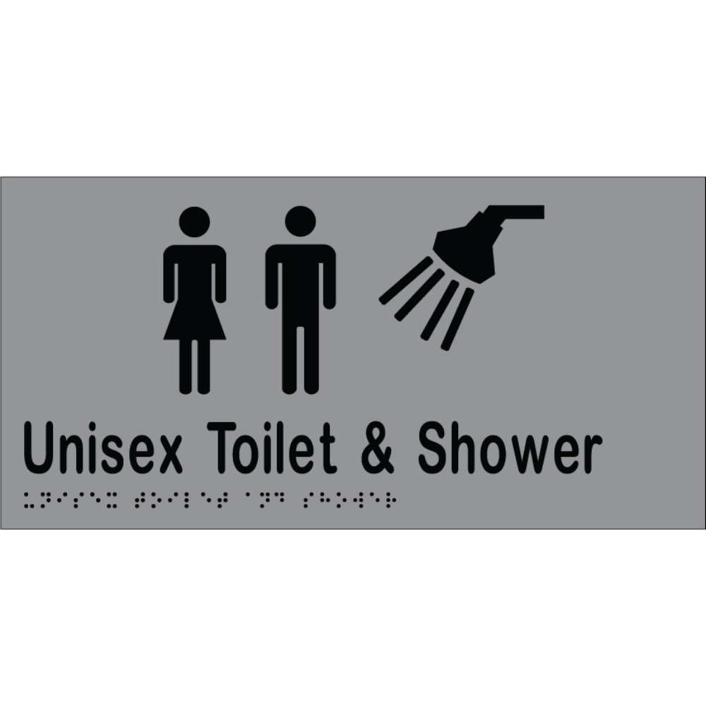 Unisex Toilet & Shower Braille Sign in Stainless Steel - MLS16306_SS