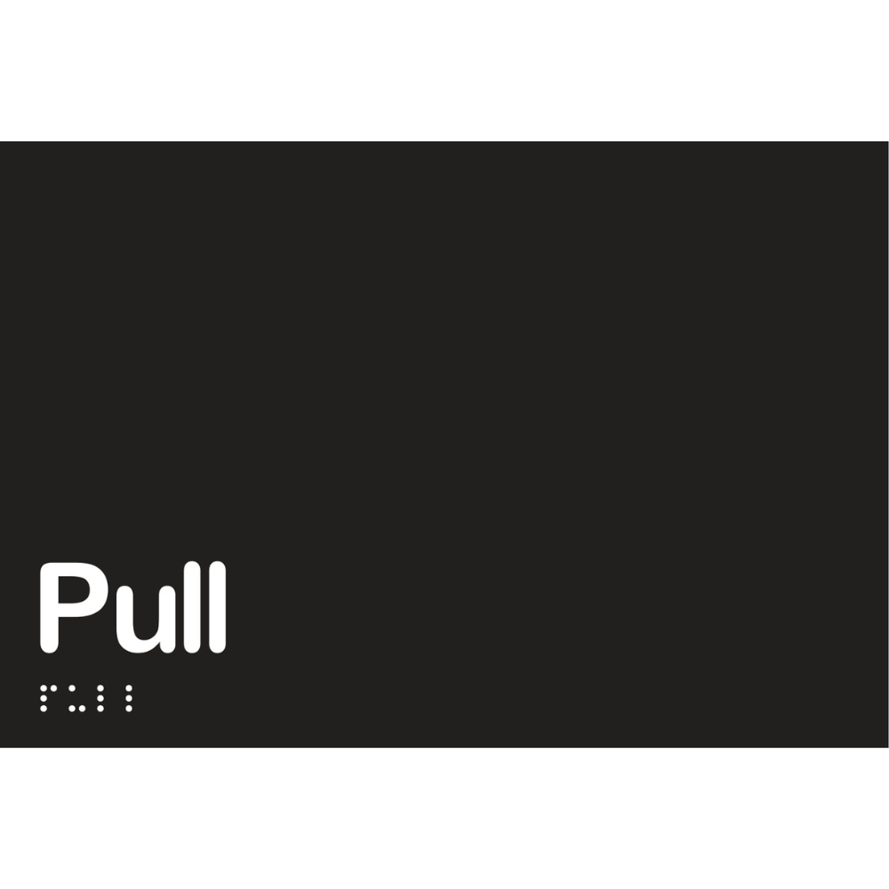 Pull Braille Sign in Designer Black Vinyl - MLS16425_BLK
