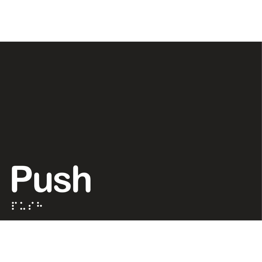 Push Braille Sign in Designer Black Vinyl - MLS16426_BLK