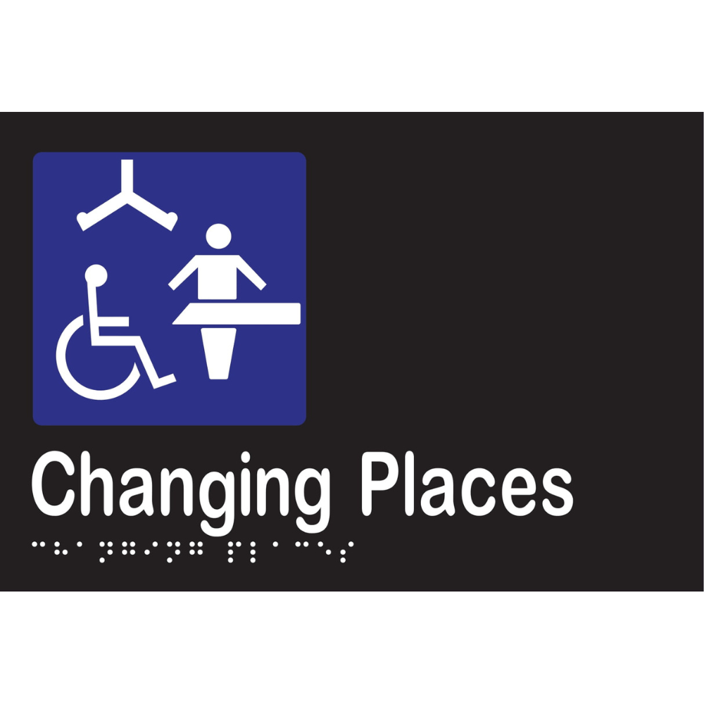 Changing Places Braille Sign in Designer Black Vinyl - MLS16436_BLK