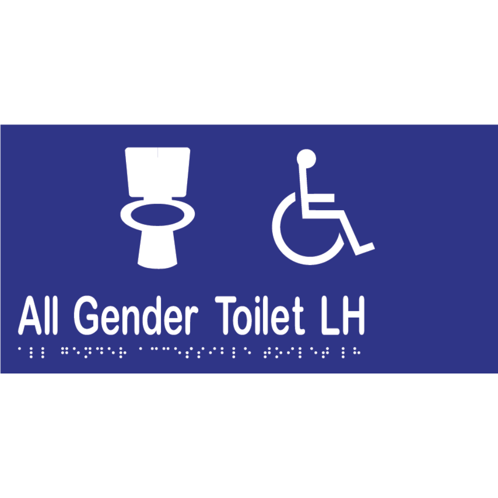 All Gender Accessible Toilet LH Braille Sign in Blue Vinyl - MLS16438_BLU