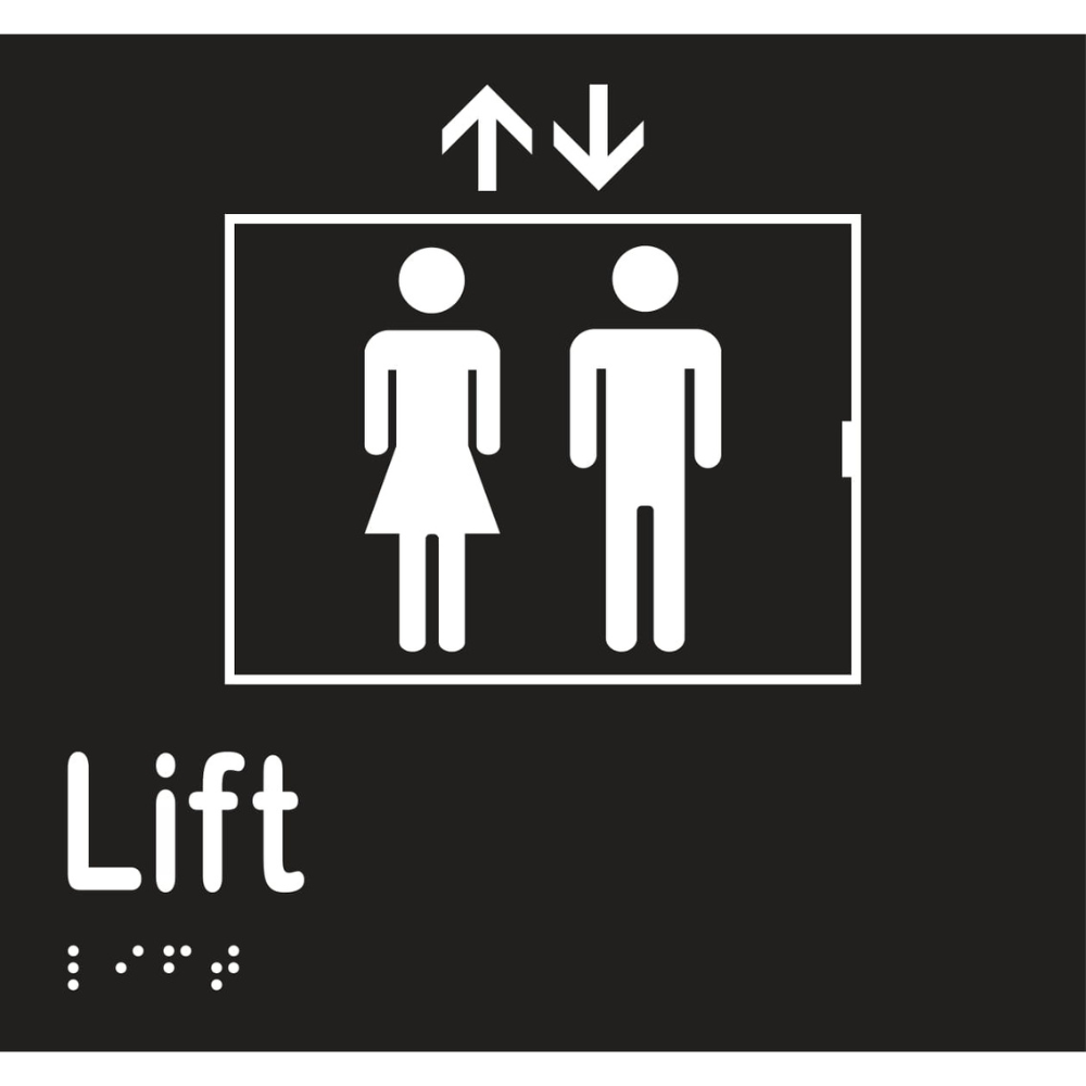Lift Braille Sign in Designer Black Vinyl - MLS16450_BLK