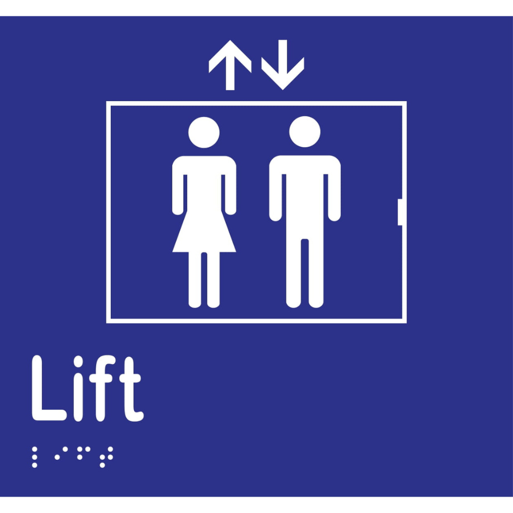 Lift Braille Sign in Blue Vinyl - MLS16450_BLU