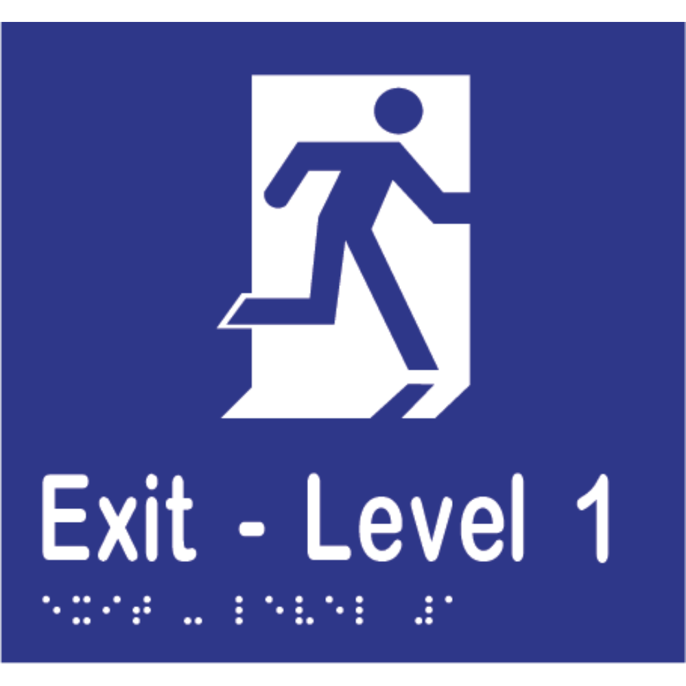 Exit Level Number Braille Sign in Blue Vinyl - MLS16996_BLU