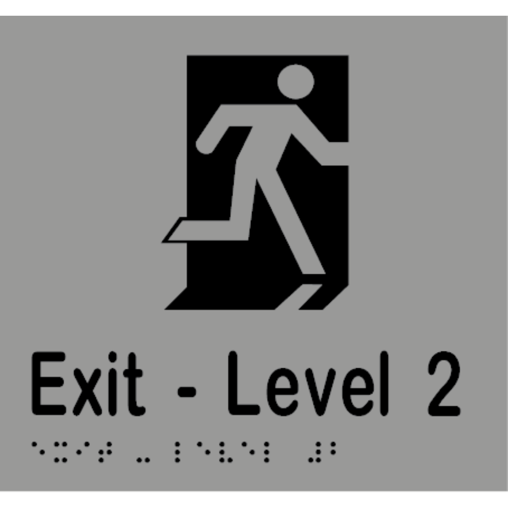 Exit Level Number Braille Sign in Silver Vinyl - MLS16996_SIL