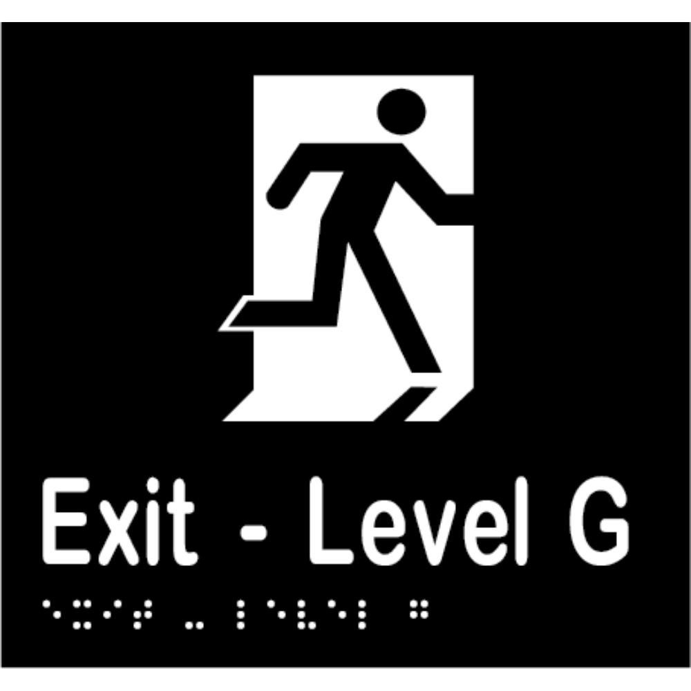 Exit Level Number Braille Sign in Designer Black Vinyl - MLS16996_BLK