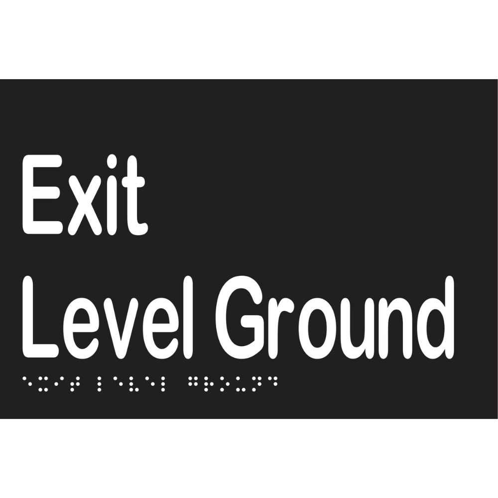Exit Level Ground Braille Sign in Designer Black Vinyl - MLS16997_BLK