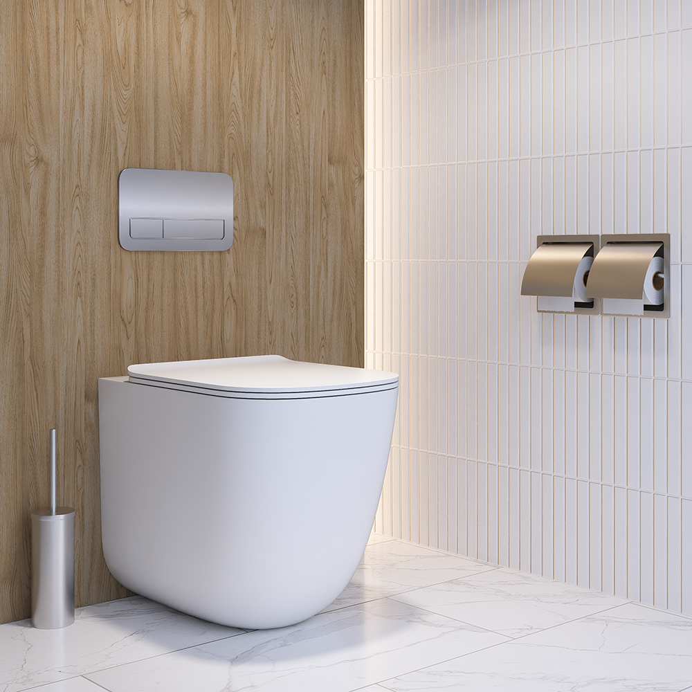 Recessed Double Toilet Roll Holder with Hood in Satin Stainless Steel - ML263_S