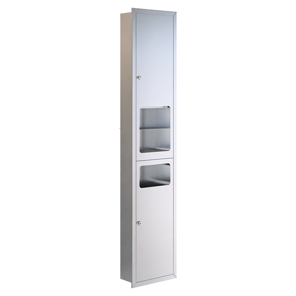 Recessed Paper Towel Dispenser, Hand Dryer & Waste Receptacle in Satin Stainless Steel - ML_ECLIPSE_3N1REC_D