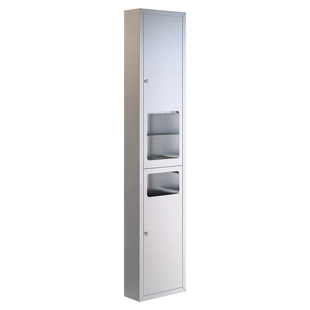 Surface Mounted Paper Towel Dispenser, Hand Dryer & Waste Receptacle in Satin Stainless Steel - ML_ECLIPSE_3N1SM_D