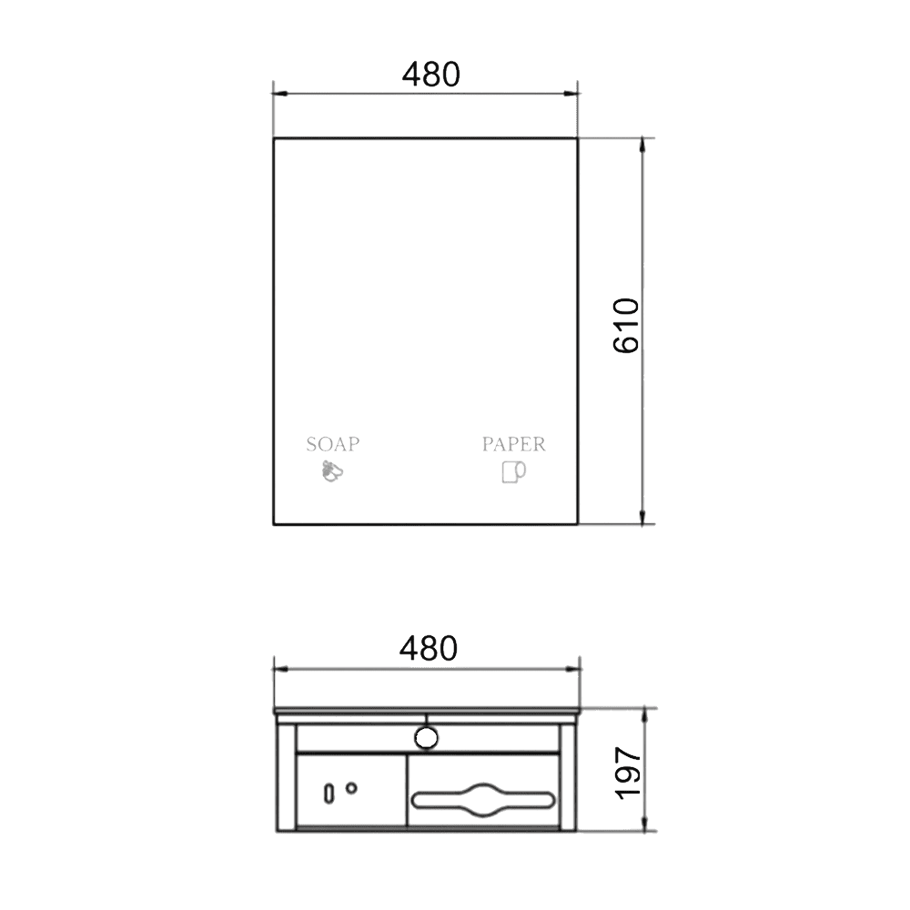 Integrated Mirror Cabinet (Includes Soap Dispenser & Paper Towel Dispenser) in Satin Stainless Steel - ML_IMC2_SS