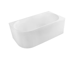 Nova Corner Right Hand Corner Back to Wall Fluted Bath 1500mm - Matt White