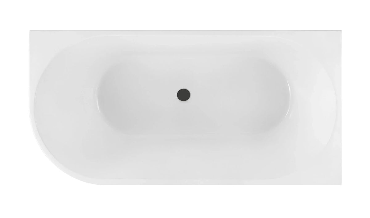 Nova Corner Right Hand Corner Back to Wall Fluted Bath 1500mm - Matte White