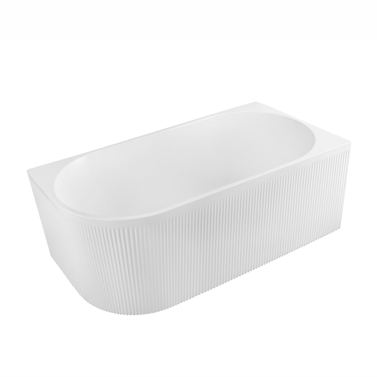 Nova Corner Right Hand Corner Back to Wall Fluted Bath 1500mm - Matte White
