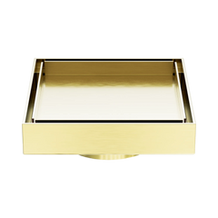 NERO 130mm Square Tile Insert Floor Waste 80mm Outlet Brushed Gold ( Stock Clearance)