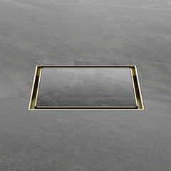 NERO 130mm Square Tile Insert Floor Waste 80mm Outlet Brushed Gold ( Stock Clearance)