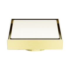 NERO 130mm Square Tile Insert Floor Waste 80mm Outlet Brushed Gold ( Stock Clearance)