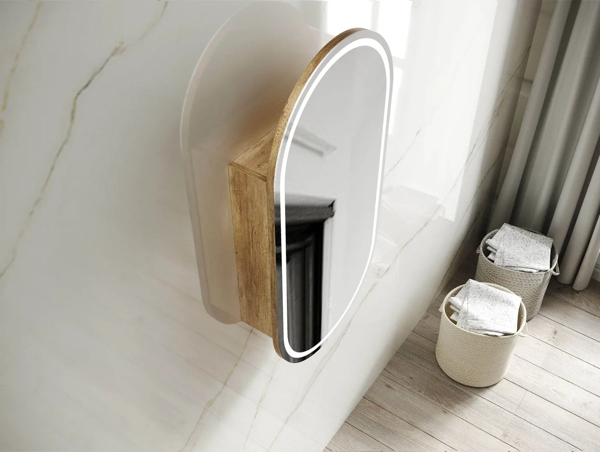 Pill Shape LED Mirror Cabinet 450x900mm - Various Colours