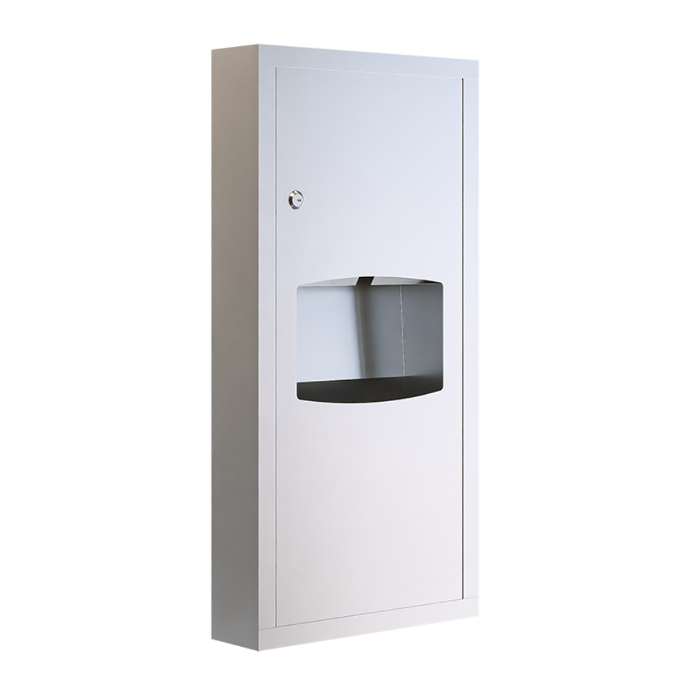 Surface Mounted Paper Towel Dispenser & Waste Receptacle in Satin Stainless Steel - ML710_SM_MK3