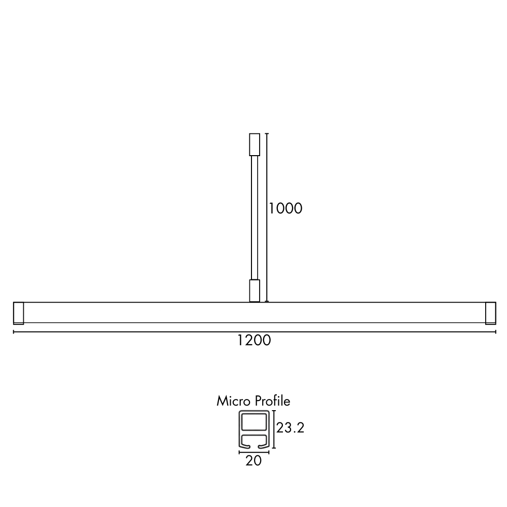 1200mm Micro Shower Straight Curtain Track - SCT_1200MM