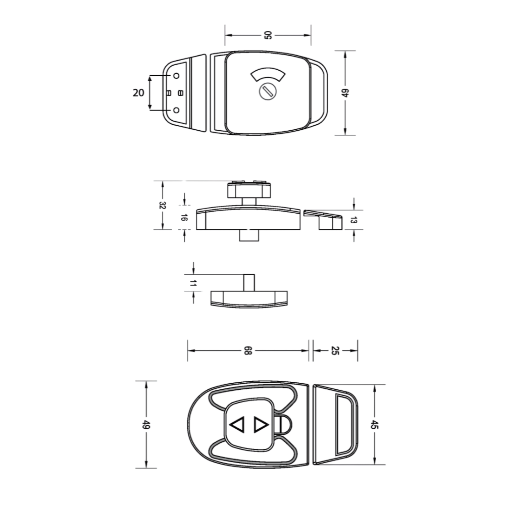 Sera Slide Lock & Emergency Release Indicator Set in Designer Black - SERA_ERLOCK_DESIGNER