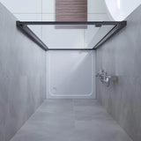 SS01 Semi Frameless Pivot Door Shower Screen Front Door (740-820)mm - Black