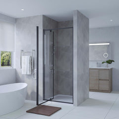 SS01 Full Framed Pivot Door Shower Screen Wall to Wall Front Door Only (740-1200)mm - Black